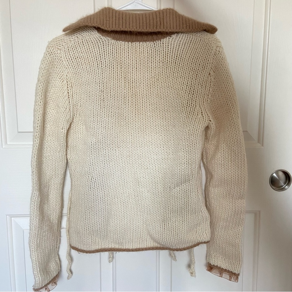 Cream Cardigan with Brown Ruffle - Picture 12 of 12